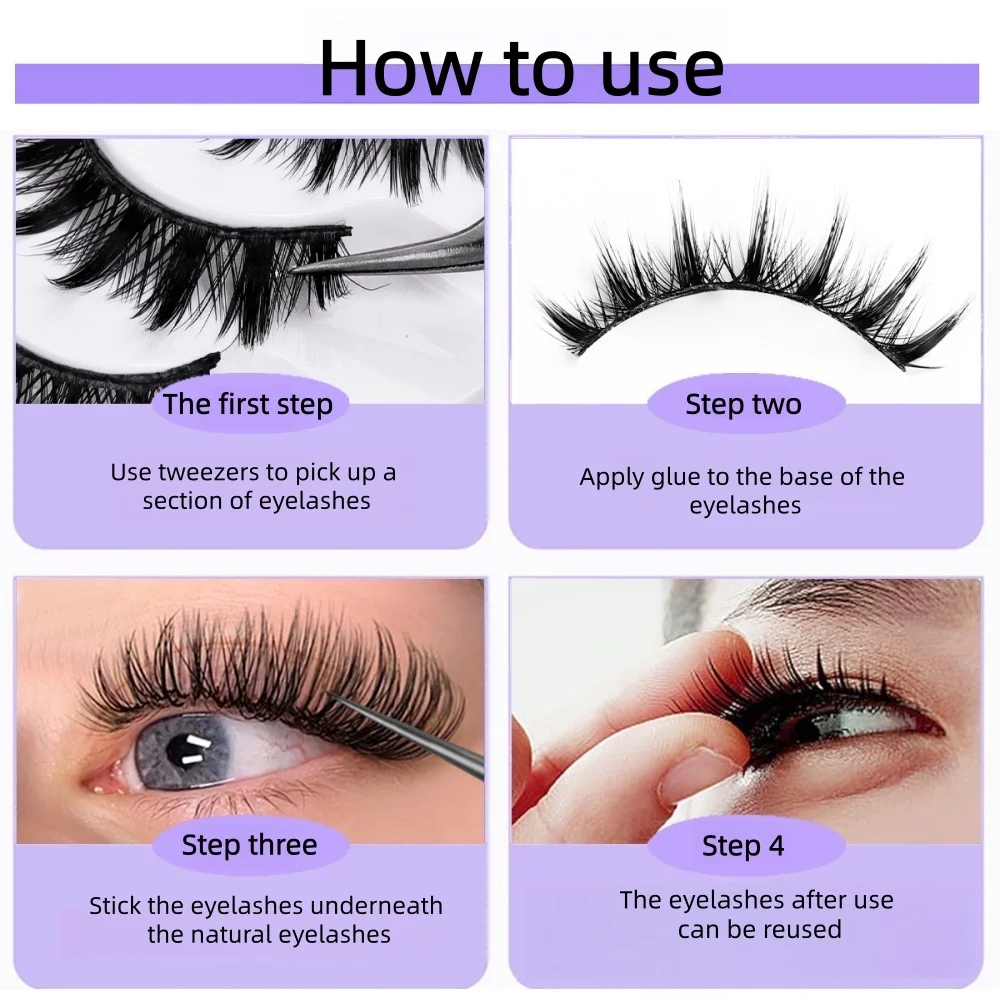 GIOIO 10 pares de cílios postiços grossos, vários estilos de produtos de maquiagem fofos e naturais adequados para mulheres e meninas