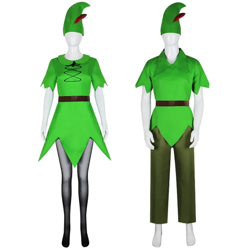 Peter Pan Cosplay Costume Adult Mens Role Play Suits Wendy Shirt Pants Hat Suits Halloween Carnival Disguise Party Costume