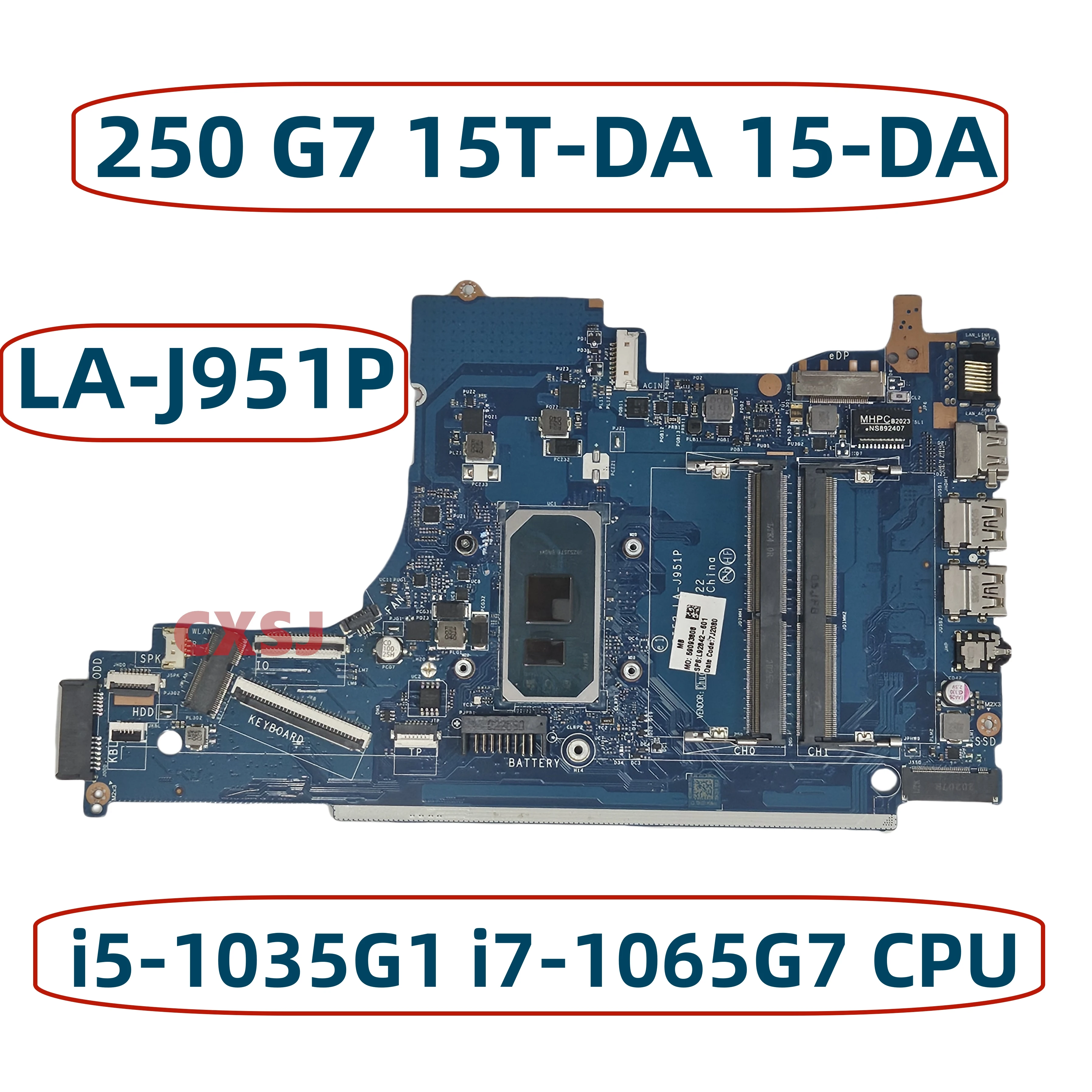 

Материнская плата GPI52 для ноутбука HP 250 G7 15T-DA 15-DA, с Φ i7-1065G 7 ЦП