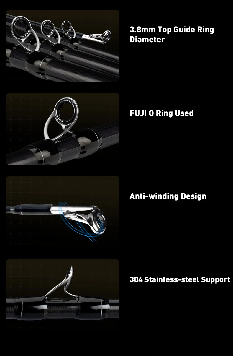 Angelrute KINGDOM SAVA BLADE 1.9m 2.28m Ultraleicht 152g XH Kraft Schnelle Aktion 30T Kohlefaser Fuji SiC O-Ring Führungen Anti-Verdrehungs-Design Rutschfester EVA-Griff für Schlangenkopf Barsch Monster Angeln – Detail 6
