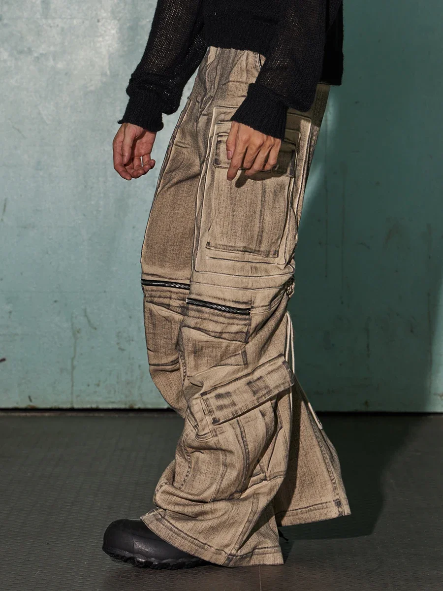 American Vintage Waste Wind Adjustable Drawstring Wash To Do Old Dirty Dyed Micro Horn Loose Cargo Pants