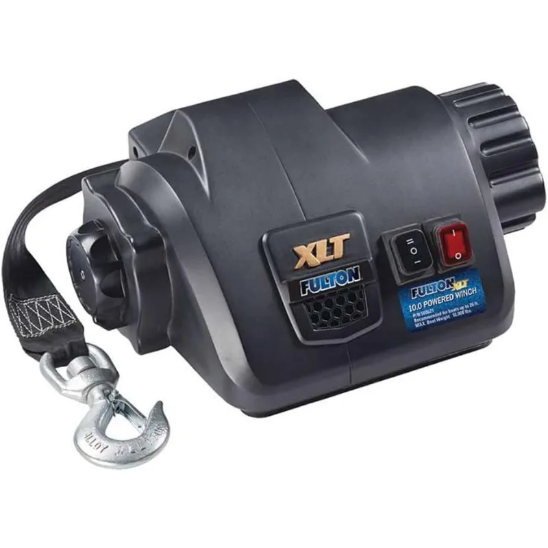 500621 XLT Marine Trailer Winch, Powered, 10,000 lbs. Capacity, 15 Foot Strap, Wireless Remote Included