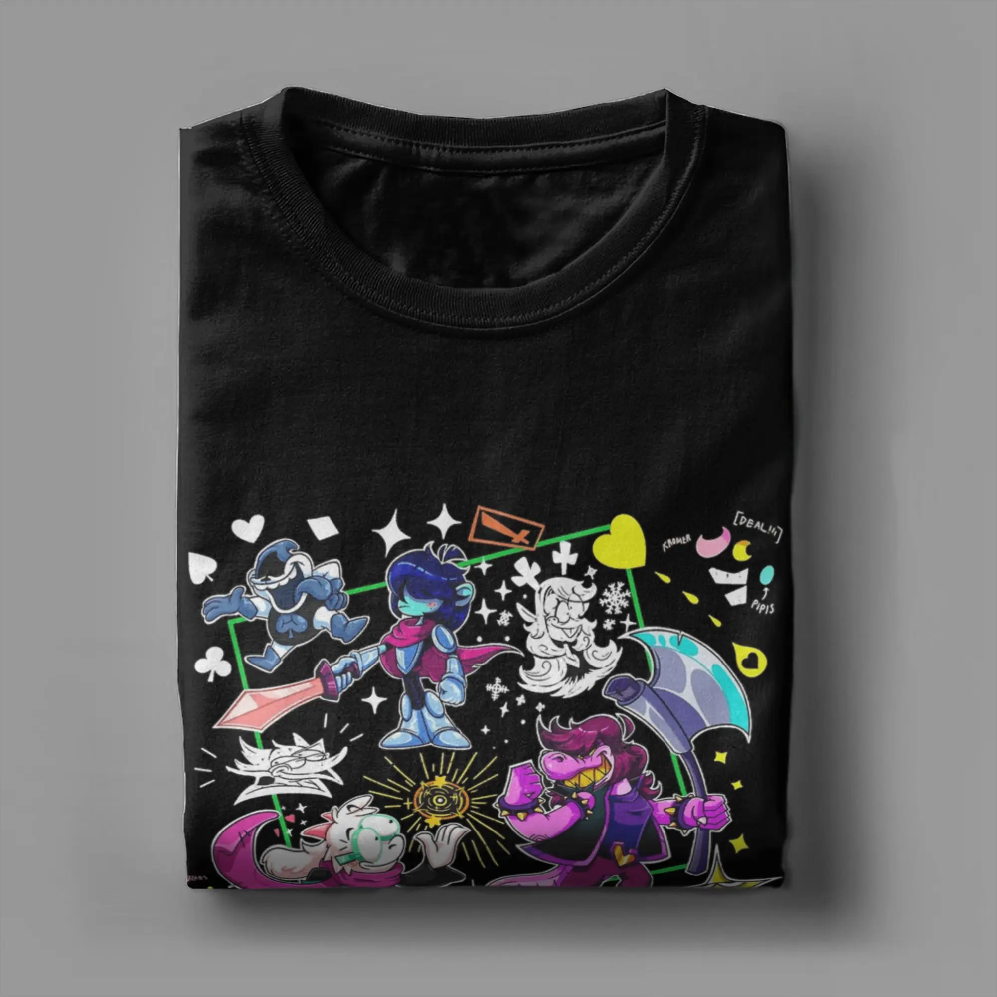 Deltarune personagens bonitos camiseta masculina engraçado algodão t camisas verão o pescoço harajuku camiseta impressão roupas de grandes dimensões
