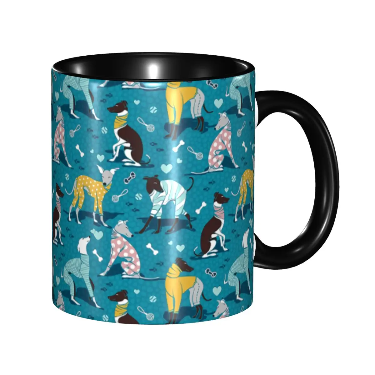 Customized Greyhound Whippet Sighthound Dog Coffee Mugs DIY Ceramic Milk Tea Cups