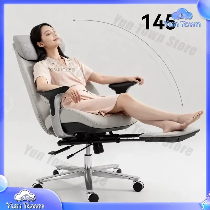 Italian Designer Leather Office Chair for Home Study Swivel Lifting Computer Chair Light Luxury Gamer Chair Furniture