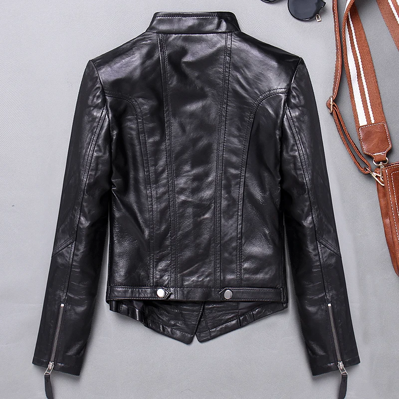 2023  Autumn Genuine Leather Jacket Women 100% Sheepskin Coat Slim Fit Biker Motorcycle Jacket Autumn Real Leather Jackets 1715