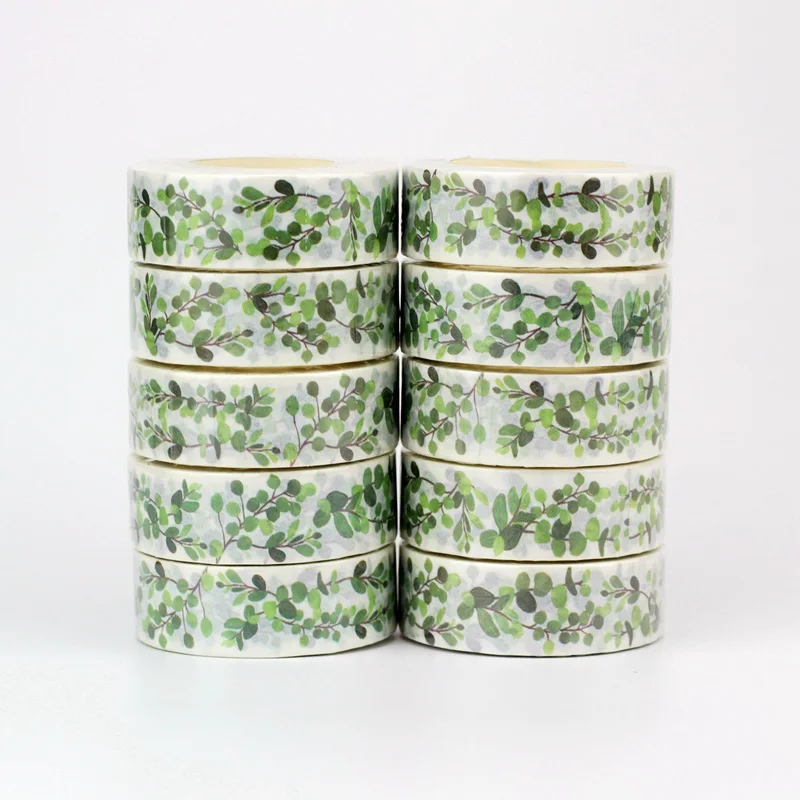 NEW Spring 10PCS. Decorative Cute Green leaves plant Washi Tapes Scrapbooking Planner Adhesive Masking Tape Bulk Stationery