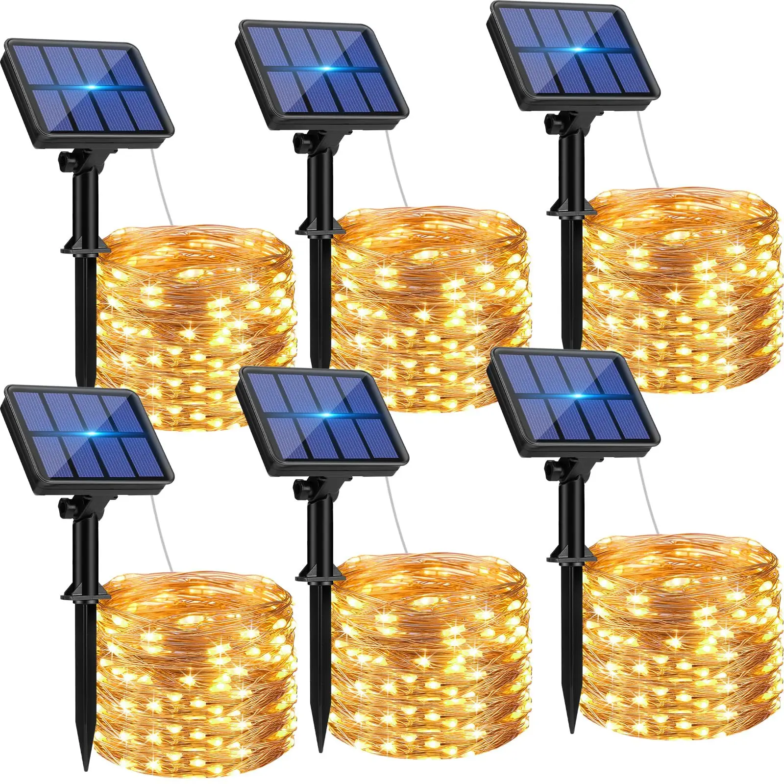 

Solar String Lights for Outside 6 Pack Total 138FT 300LED Solar Fairy Light Twinkle Solar Powered Outdoor Lights for Christmas