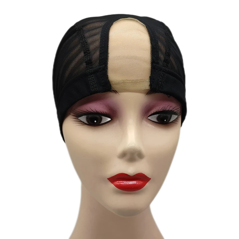 1PC 2X4 inch U part MONO/Lace Spandex Mesh Dome Wig Cap For Making wig Elastic Dome Mesh Cap small holes Dome caps for men women image 2