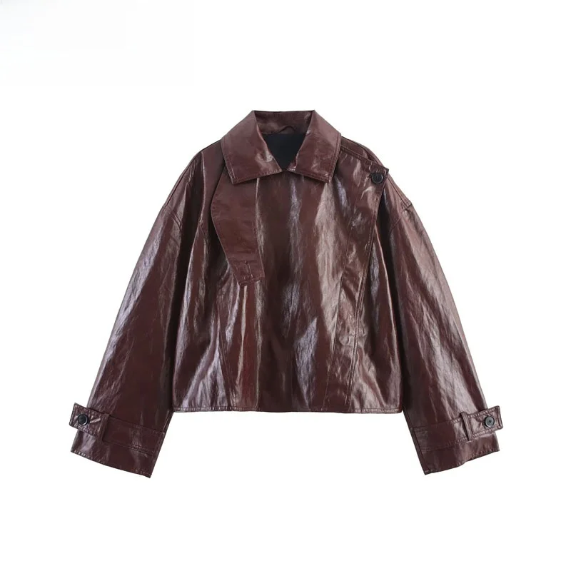 

ZBZR Autumn New Women's Loose Fit Long Sve iny Collar Outerwear Versatile Sli Polyester Fiber Warm ort Coat