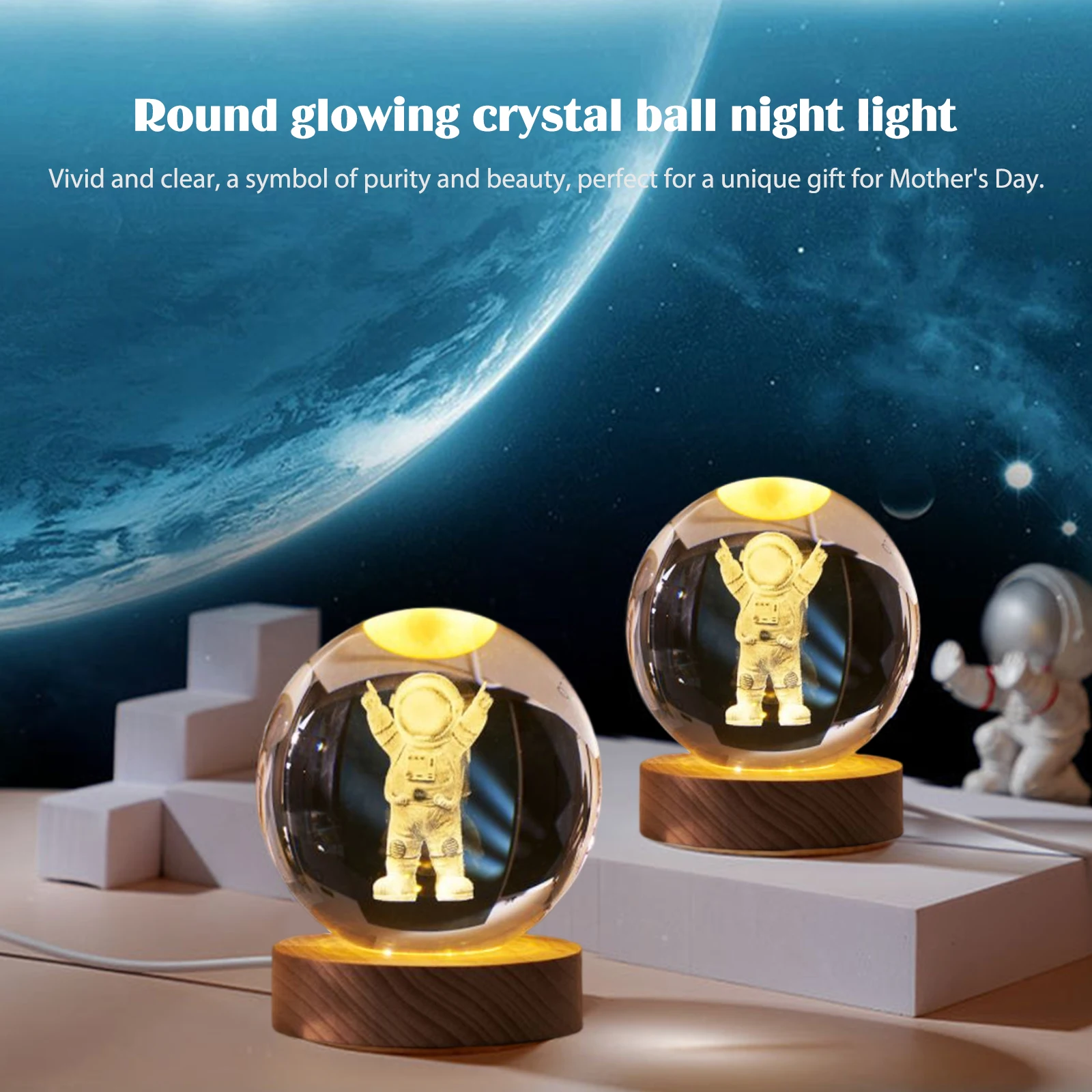 Astronomy Crystal Lights Glowing Planetary Galaxy Astronaut Ball Night Lights Bedside Light Ramadan Decoration Mood light