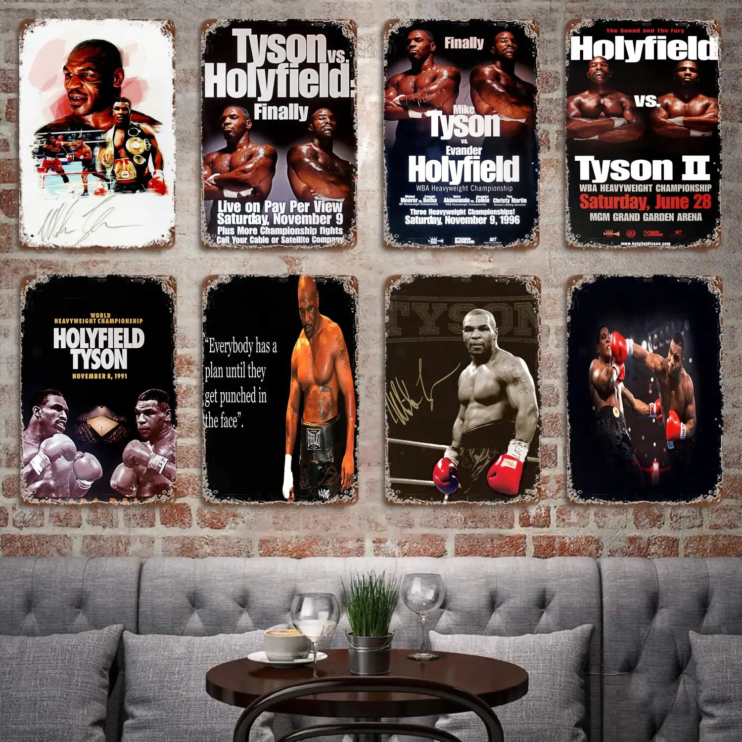 

Tyson Vs Holyfield Ii Bite Fight 1997 Mgm Poster Vintage Tin Metal Sign Plaque for Pub Bar Man Cave Club Wall Decoration