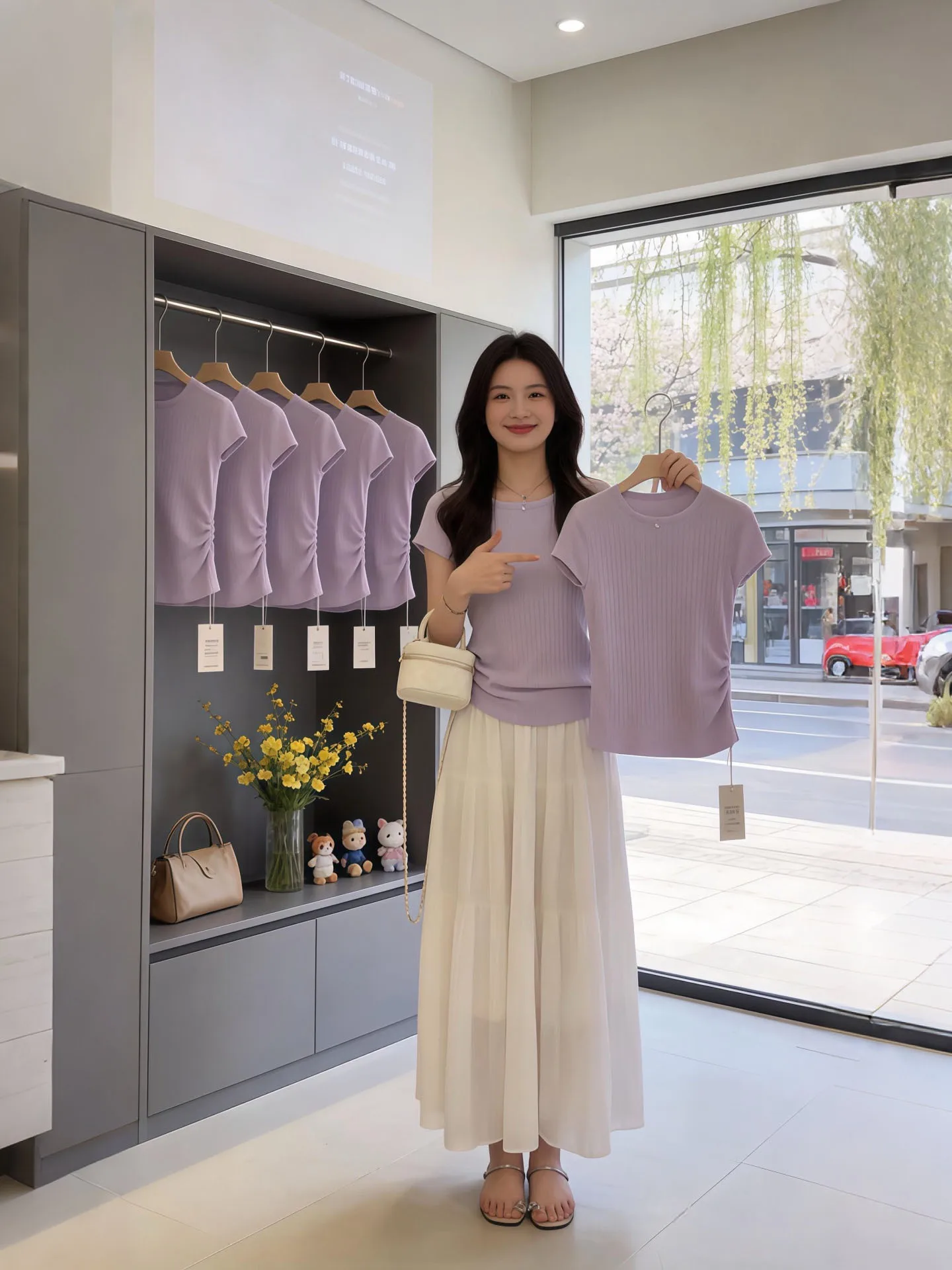 

Short Sleeve Set 2026 New Women's Fashion Unique Beautiful Design Slim Fit Short Length Top And Bottoms Ensemble for Office Wear