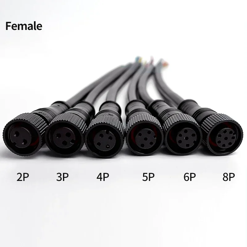 5/20Pcs M12 Small Metal Head Waterproof IP68 2/3/4/5/6/8 Pin Power Cable Wire Plug for LED Strip Male and Female Connector 20CM