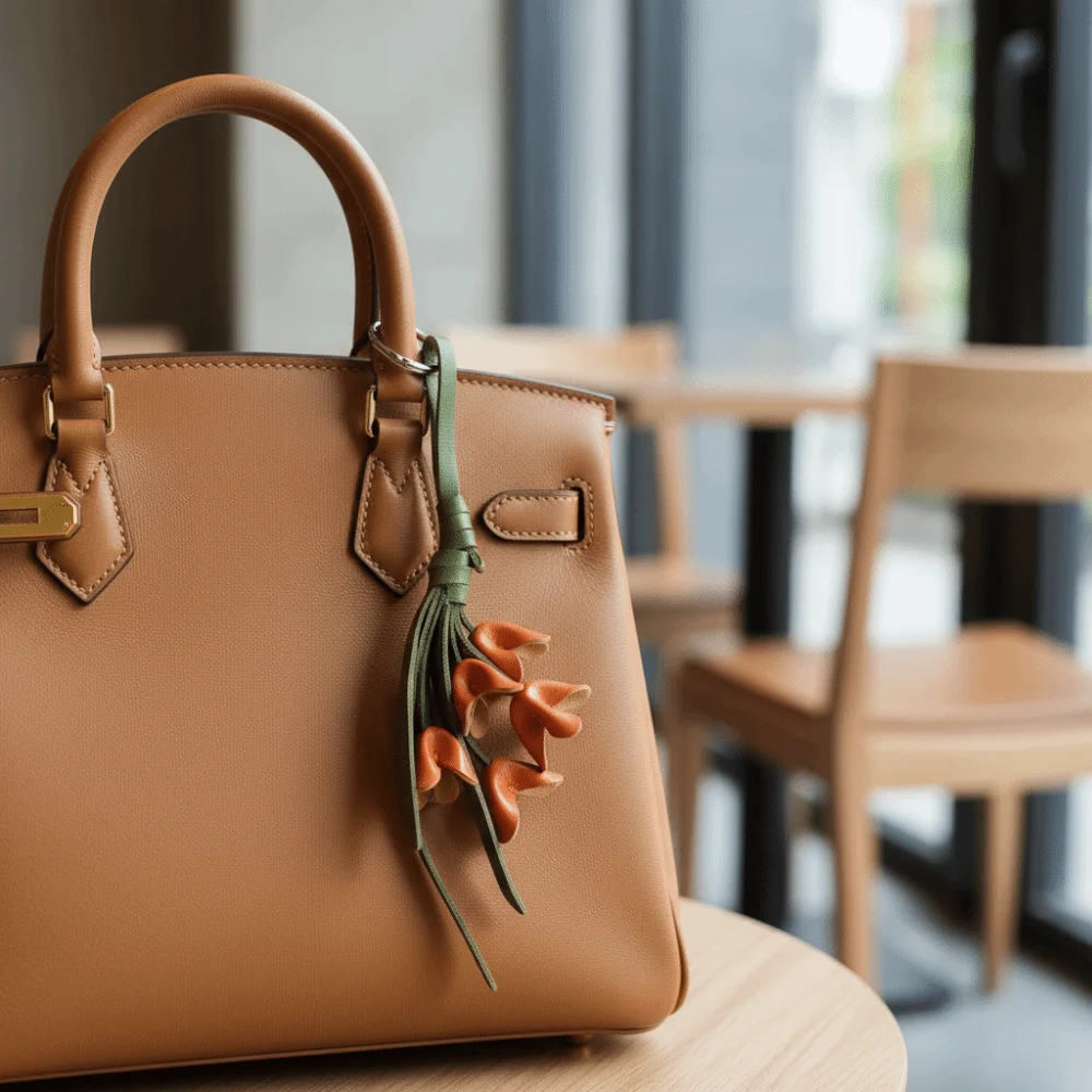 Lovely Hanger Tulip Bouquet Leather Pendant Cartoon Fashion Flower Pu Keychain Creative Handmade Bag Pendant Car Accessory