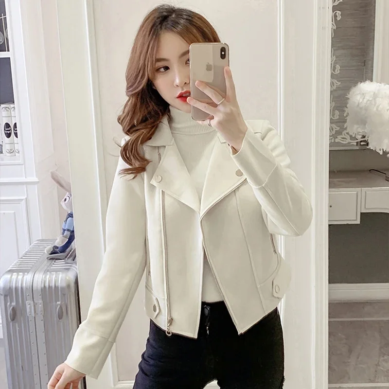 

Deer Skin Velvet Short Jacket for Women in the Spring Autumn of 2025 New Slim fit Style Versatile and Versatile Small Motorcycle