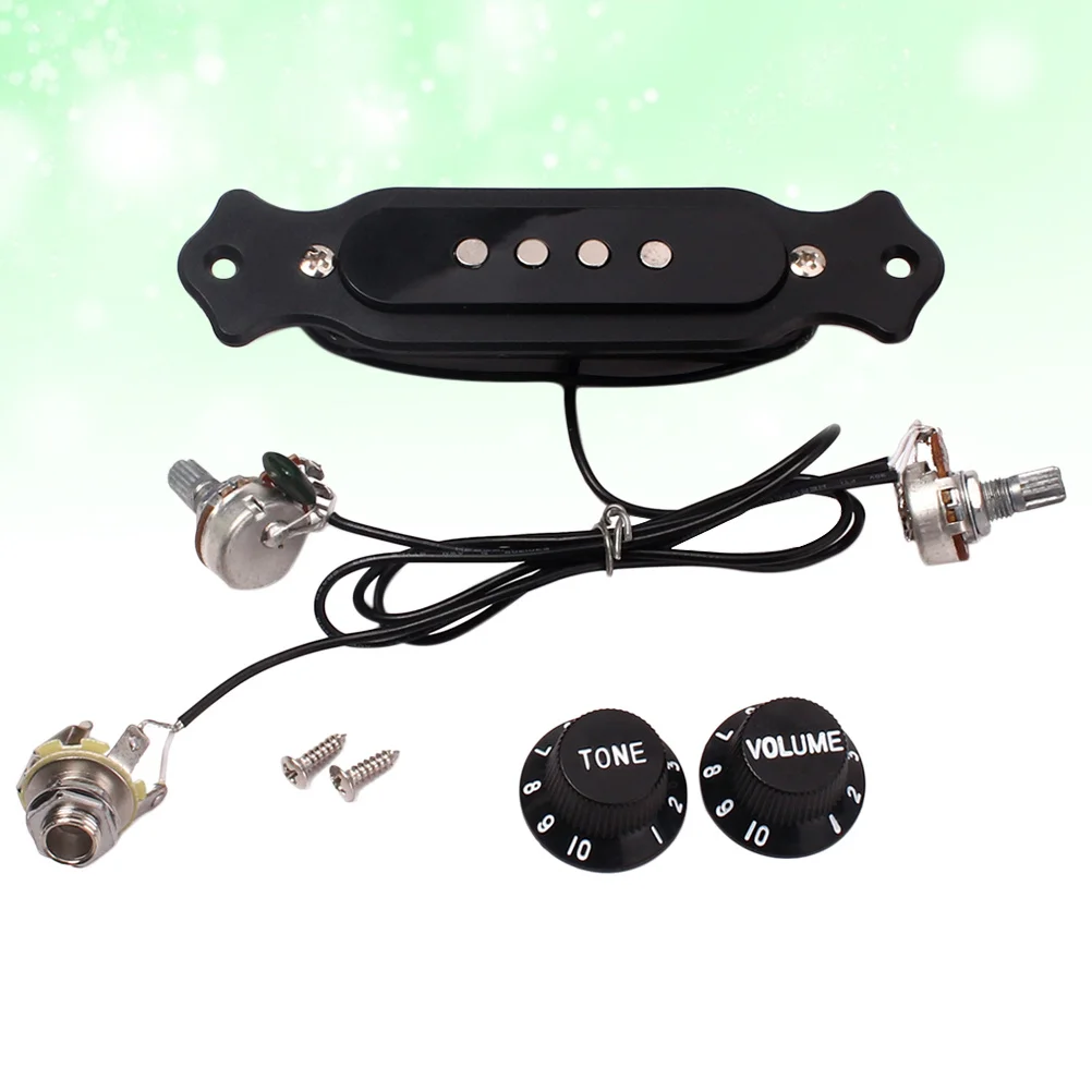 

Metal Four-String 4-Pole Black Cigar Box Guitar Pickup Soundhole Replacement Pickup High Permeability Coil Protection