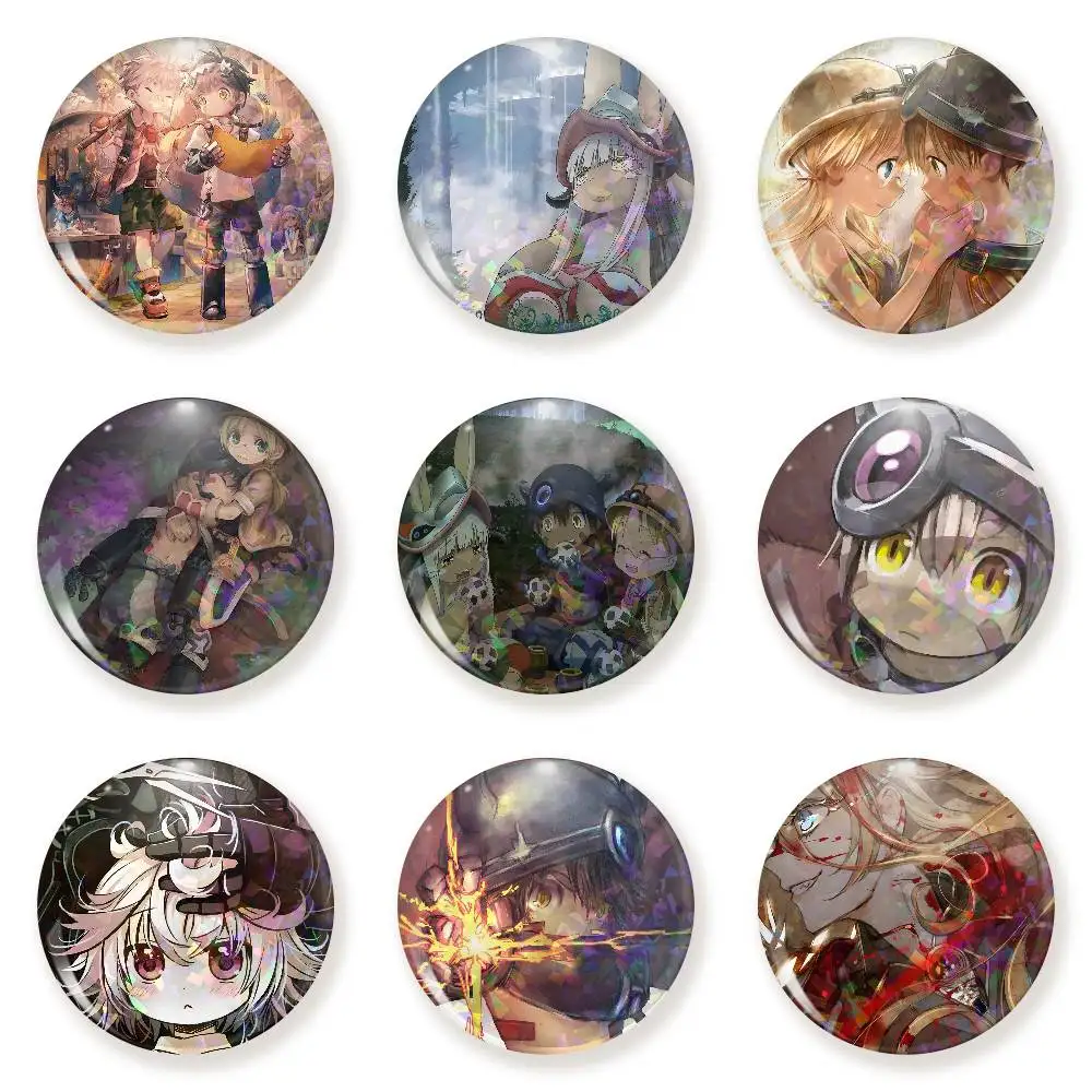 Insignia de Anime Made In Abyss para mochila, accesorios, iconos de manga, broches redondos de dibujos animados para ropa, decoración de bolsos, regalos