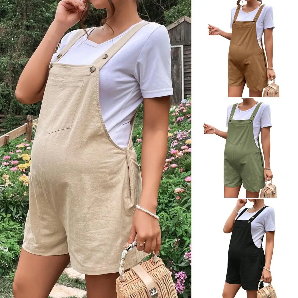 Fashion Hot-Selling Pregnant Women's Solid Color Suspender Jumpsuit Adjustable Waist Multiple Colors Available Pregnant Romper