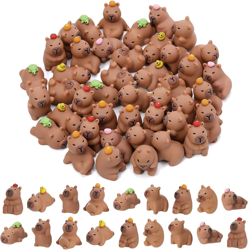 45Pcs Mini Capybara Figures Resin Capybaras Decor DIY | Cute Capybara Figurines Resin Animals Miniature Figurines Tiny Animals
