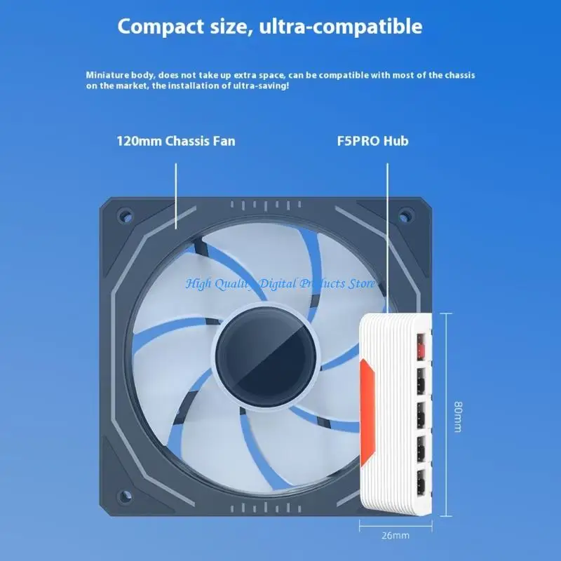 

U2JE 5 Port 4Pin PC Fan Controller Fan Hub For Multiple Cooling Fan Synchronization And Stability