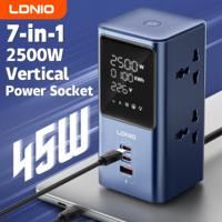 LDNIO Vertical Universal Socket Tower Power Strip Multi Outlets with 45W PD USB C Fast Charging Stations Extension Cable LED