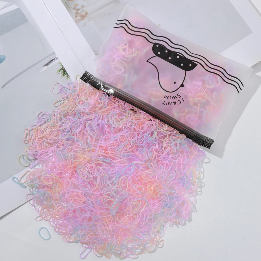 500 Stück schwarze transparente Einweg-Gummi-Haarbänder für Mädchen und Kinder, Pferdeschwanz-Halter, Stirnbänder, Haarschmuck für Kinder – Detail 13