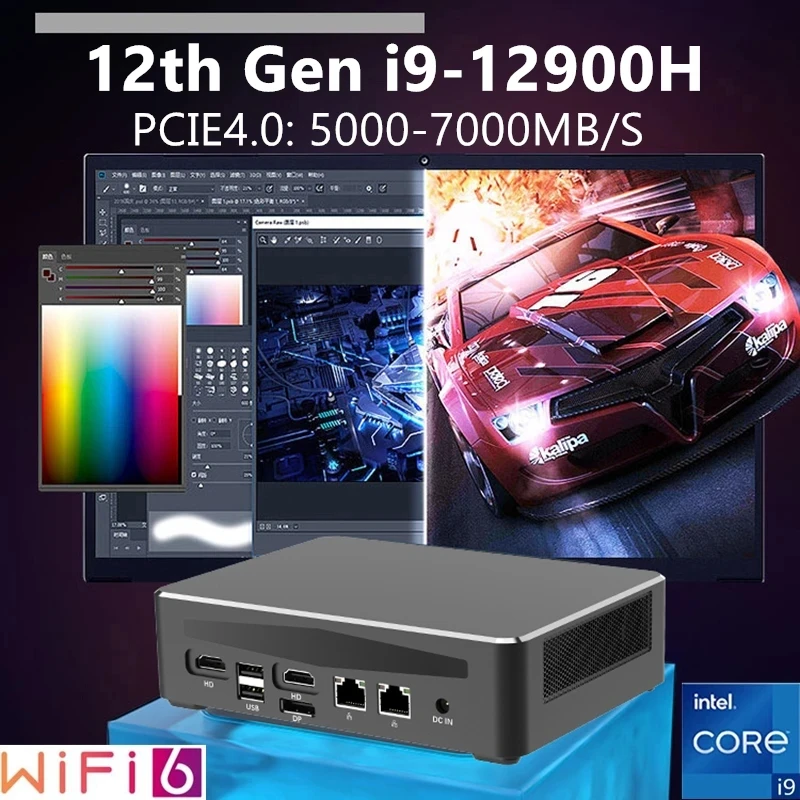 

2 Lans 2.5G 13th Gen i9 13900H Intel Mini PC Nuc Windows 11 2*DDR4 PCIE4 Thunderbolt4 Gaming Desktop Computer 4x4K Display WiFi6