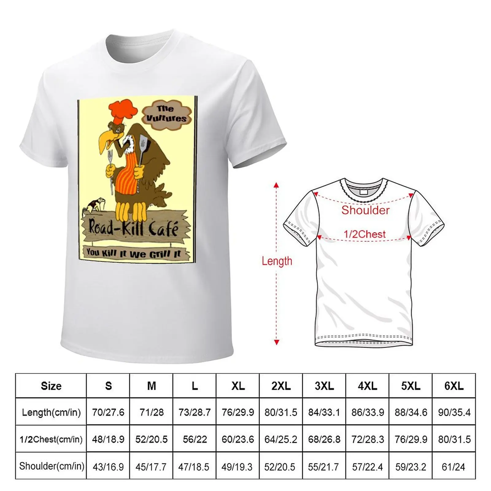 The Vultures : Road-Kill Cafe Advertising Print T-Shirt funnys summer clothes mens big and tall t shirts