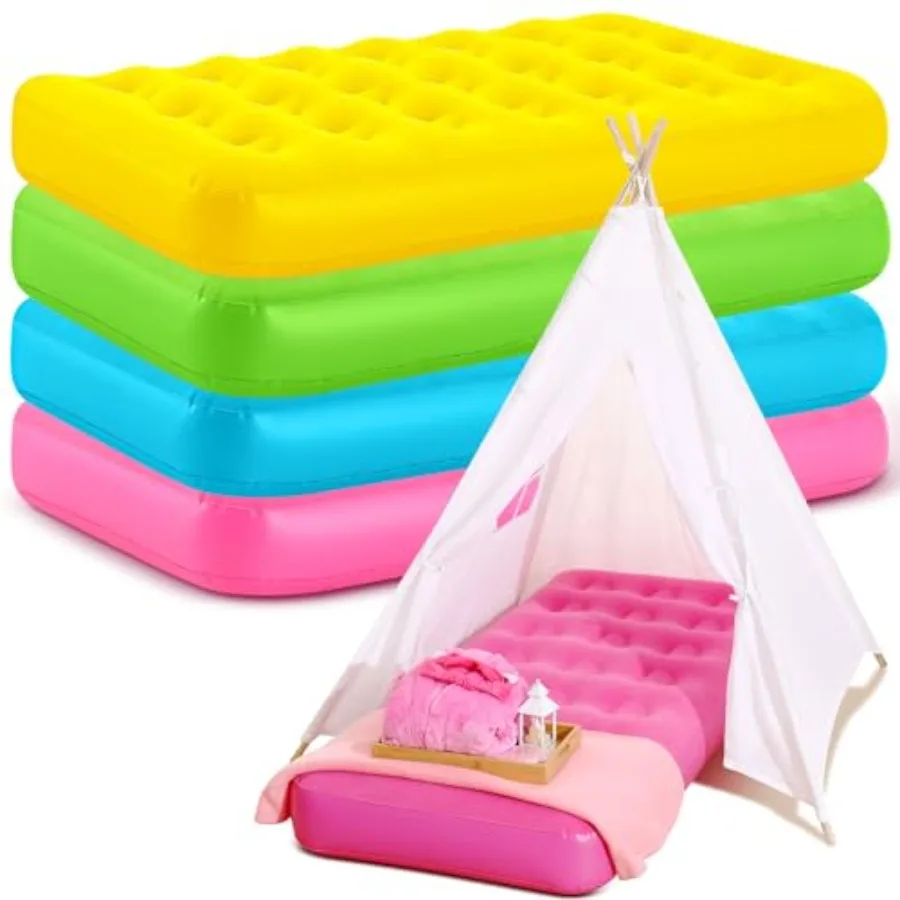 

4 Pack Air Mattress - Toddler Inflatable Bed Blow up Air Mattress for Camping Sleepovers Slumber Party Travel, Portable Toddler