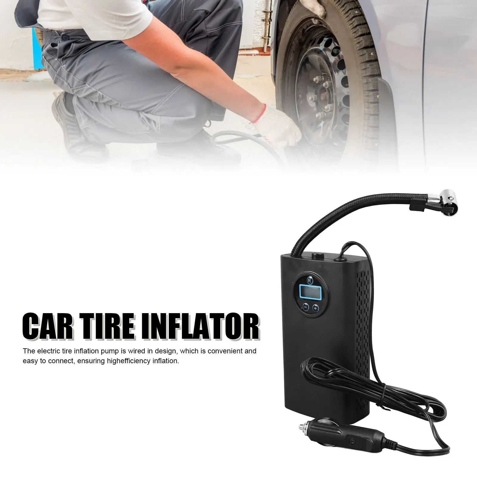 

Car Tire Inflator Digital Display Portable Wired Inflation Pump for Electric Bikes Motorcycles Electric Bike Tire Pump