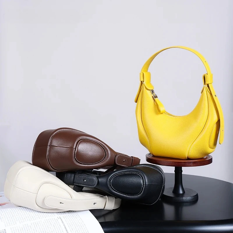 Women's Cow Natural Leather Shoulder Bag Female Designer Luxury Crossbody Bags Ladies Genuine Cowhide Casual Retro Handbags Lady