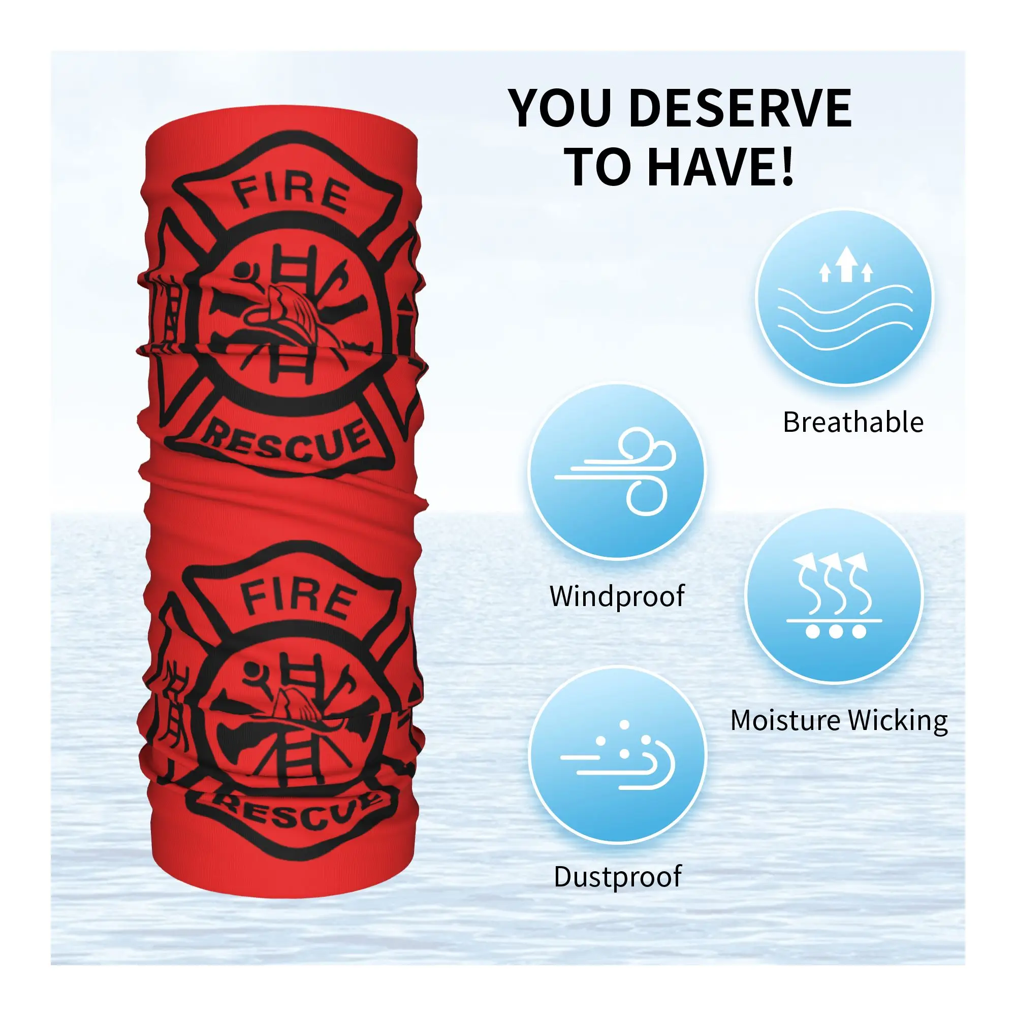 Custom Fire Rescue Firefighter Bandana Neck Gaiter Windproof Face Scarf Cover Women Men Fireman Headband Tube Balaclava image 3