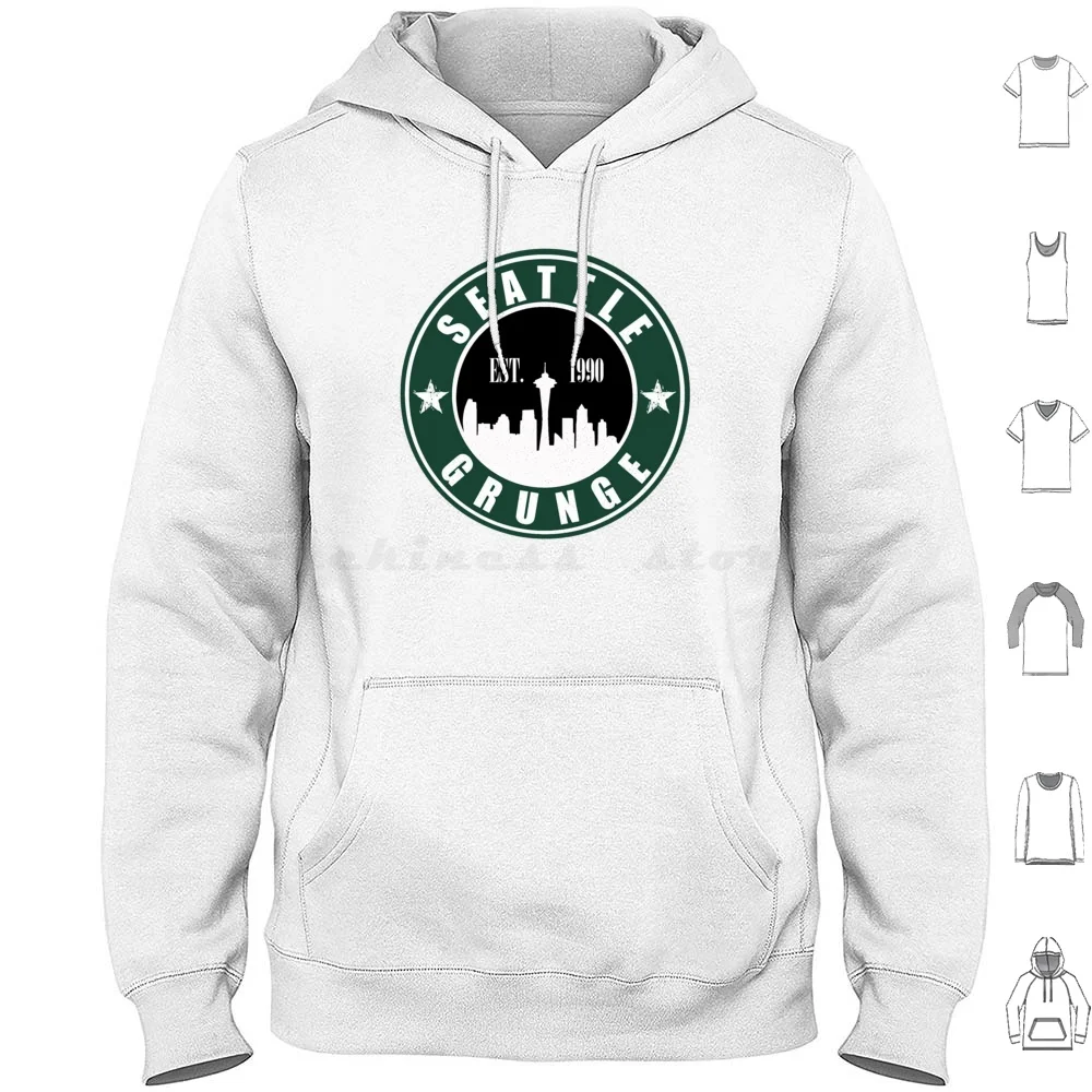 

Толстовки с капюшоном в стиле гранж Сиэтл с длинным рукавом Гранж-музыка 90-х годов Алиса в цепочках Группа Сиэтл Альтернатива Soundgarden Chris Cornell