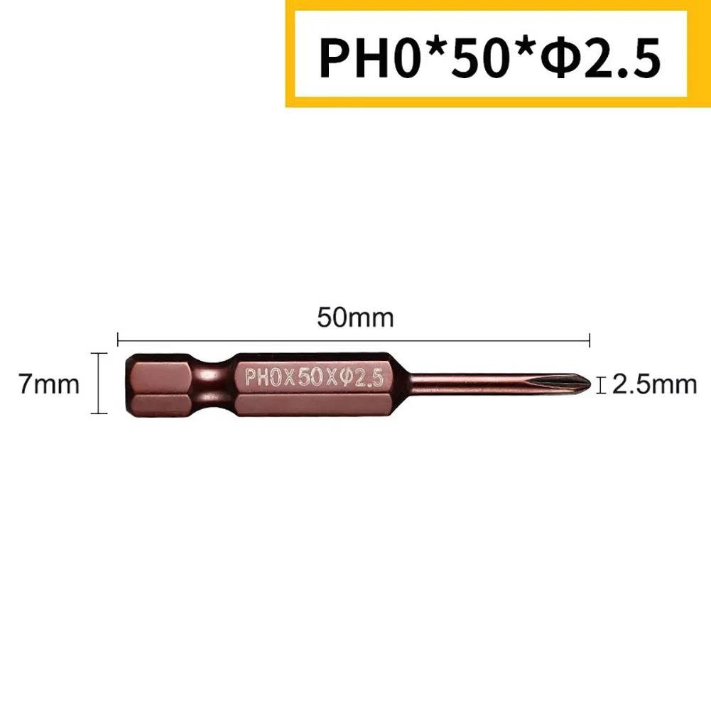 1pcs 50mm 1/4inch Hex Shank Screwdriver Bit     Electric Impact Drill PH00 PH0 PH1 PH2  Magnetic Alloy Steel Screwdriver Bit