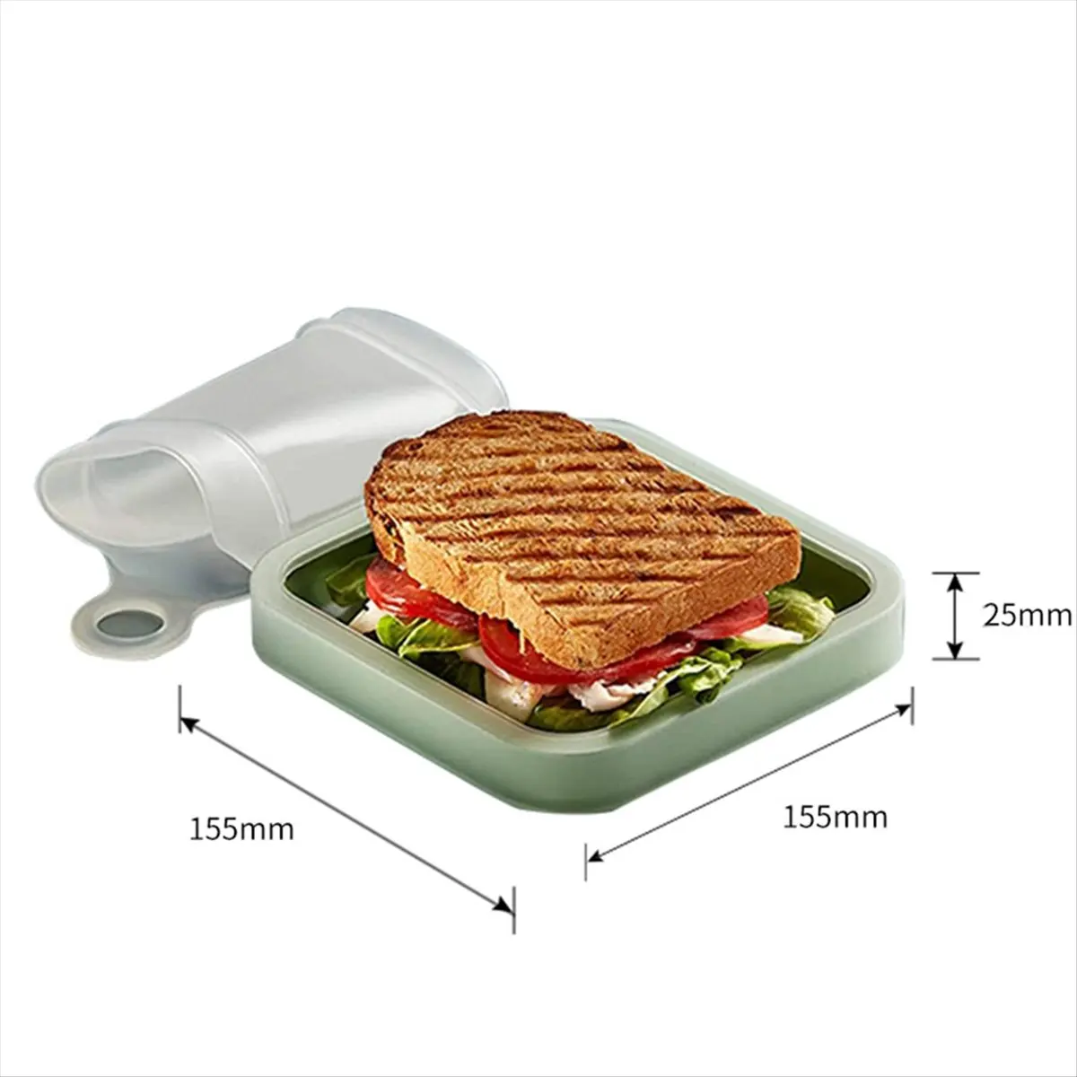 2026 Trend Portable Silicone Sandwich Toast Lunch Box Food Contain with Handle Snack Box Student Work Box