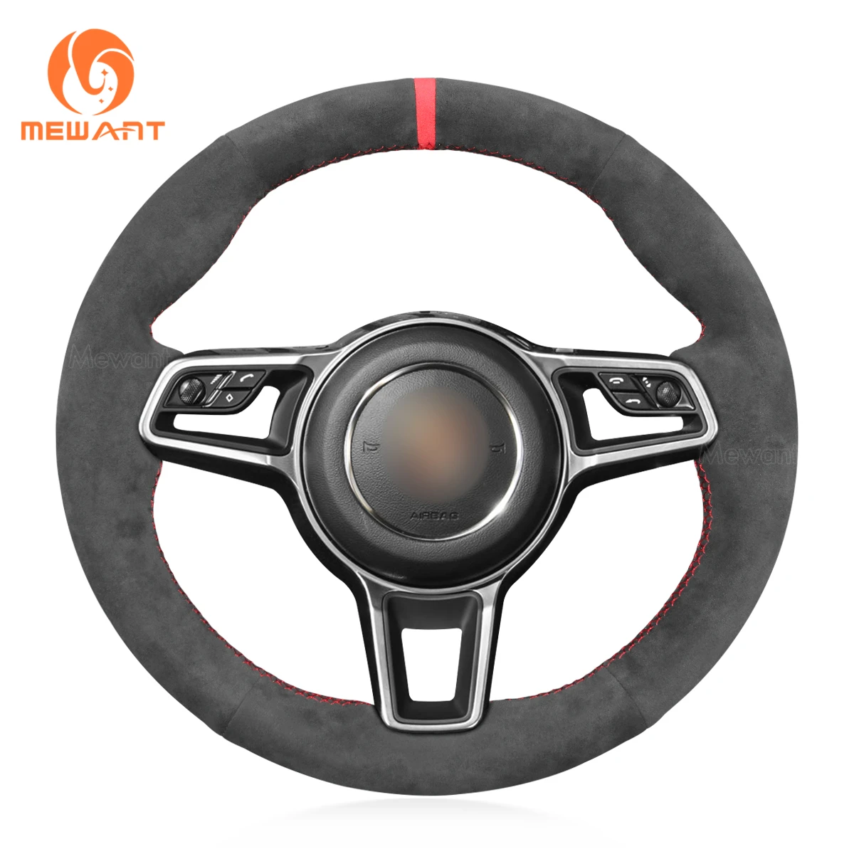 MEWANT Alcantara Steering Wheel Cover for Porsche 911 991 718 Boxster 982 718 Cayman 918 Spyder Cayenne Macan Panamera