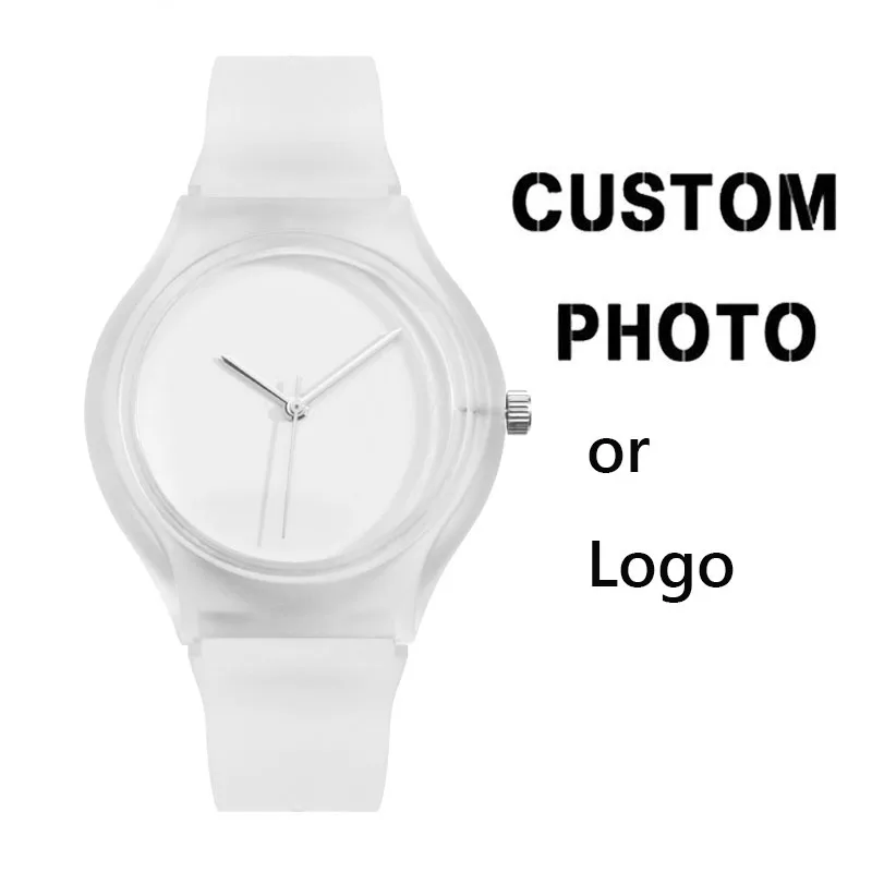 Customize Design Plastic Men Watch Adult Rubber Wrstiwatch Print Your Own Image