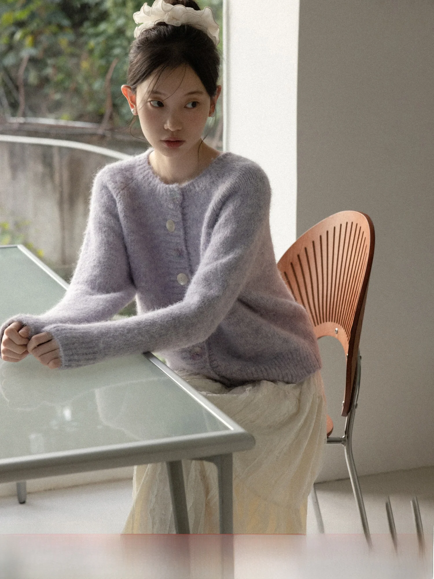 

Canton S Korean Sle round Ne Knitted Open Cardigan Sweater Women's Winter New Warm Loose ort Top Pure Color