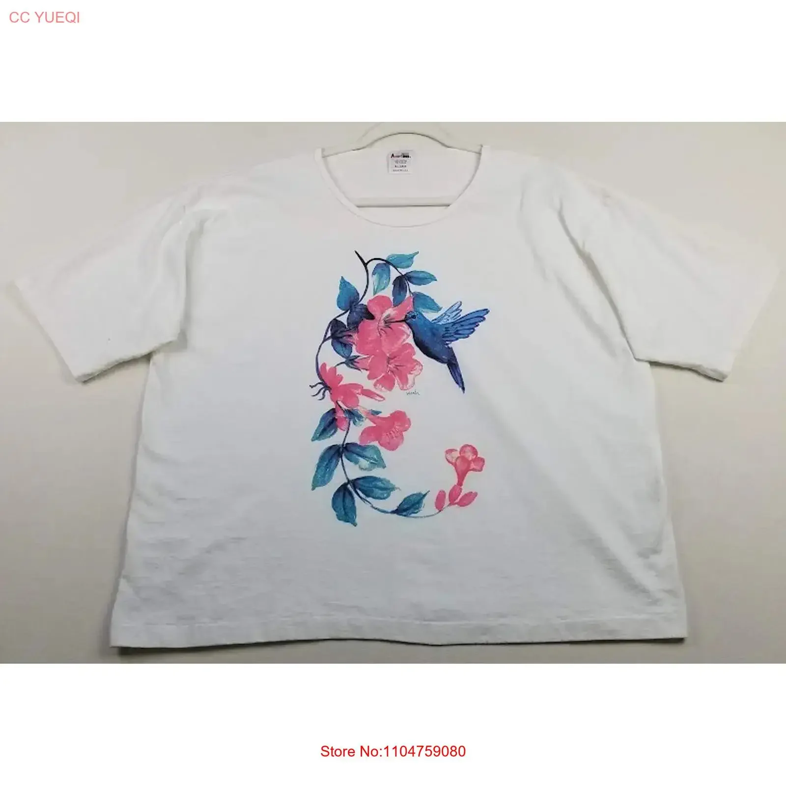 VTG AmeriT T Shirt Women s 2XL XXL Multicolor  Floral Hummingbird vintage Washed homme Casual Stylish graphic Comfortable
