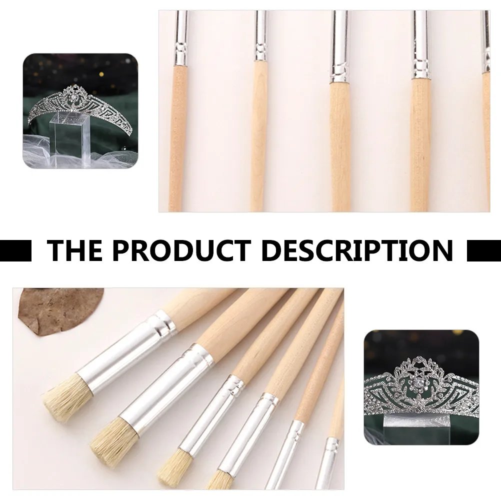 

6Pcs Oil Painting Brushes Premium Bristle Art Paint Brushes for Kids Beginners Students Gouache Watercolor Acrylic Painting Wood