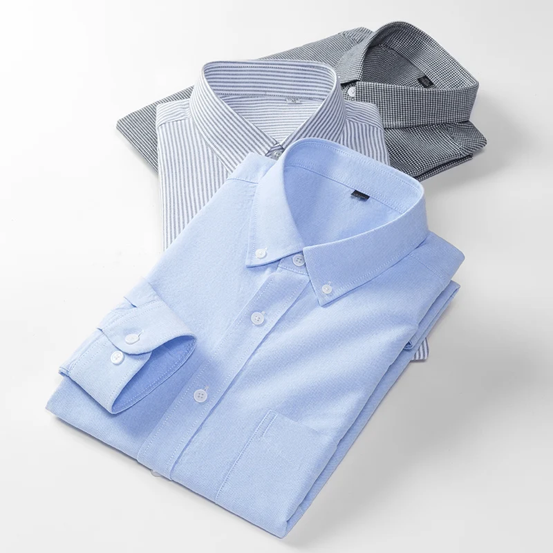ฤดูใบไม้ผลิใหม่ผู้ชาย Oxford เสื้อแขนยาวสบายๆฤดูใบไม้ร่วงธุรกิจอย่างเป็นทางการลายลายสก๊อต SLIM FIT 100% Cotton Man เสื้อผ้า