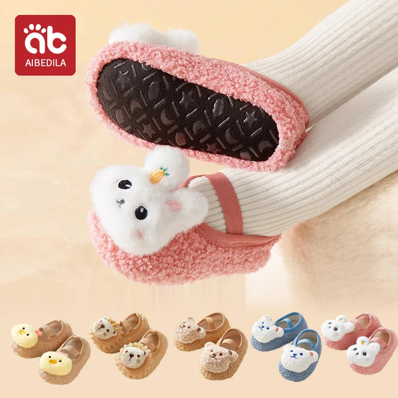 Autumn Winter Baby Slippers Toddler Plush Floor Sock Shoes Children Soft Sole Walking Shoes Indoor Home Anti-slip Kids Shoes