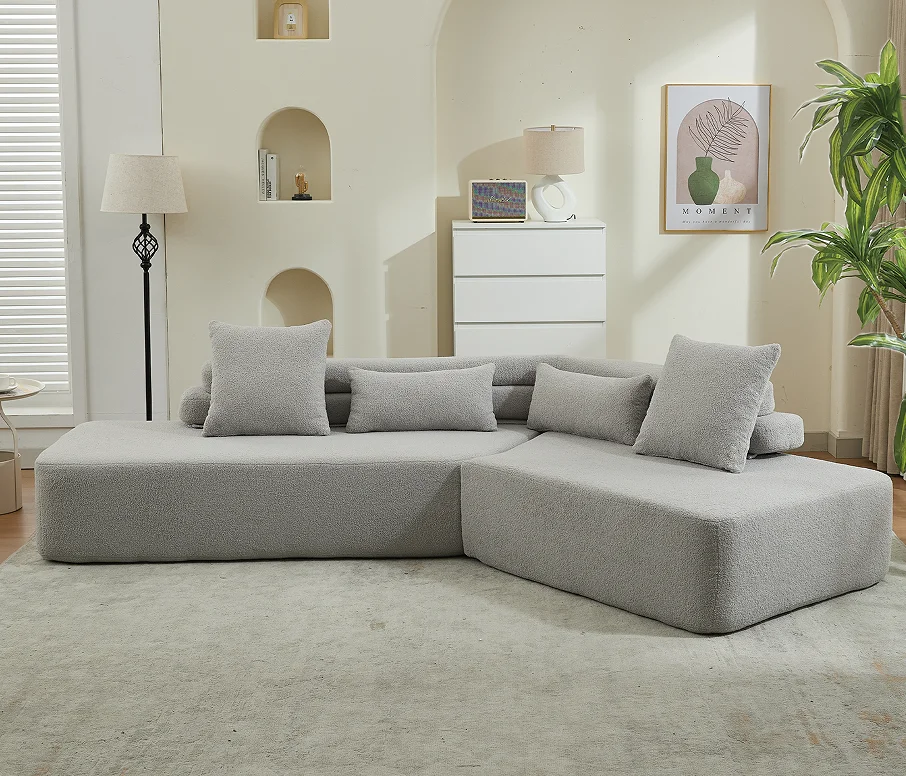 #Modern Convertible 4-Seater Modular Sofa Set Apartment & Hotel Use No Assembly Required Boucle