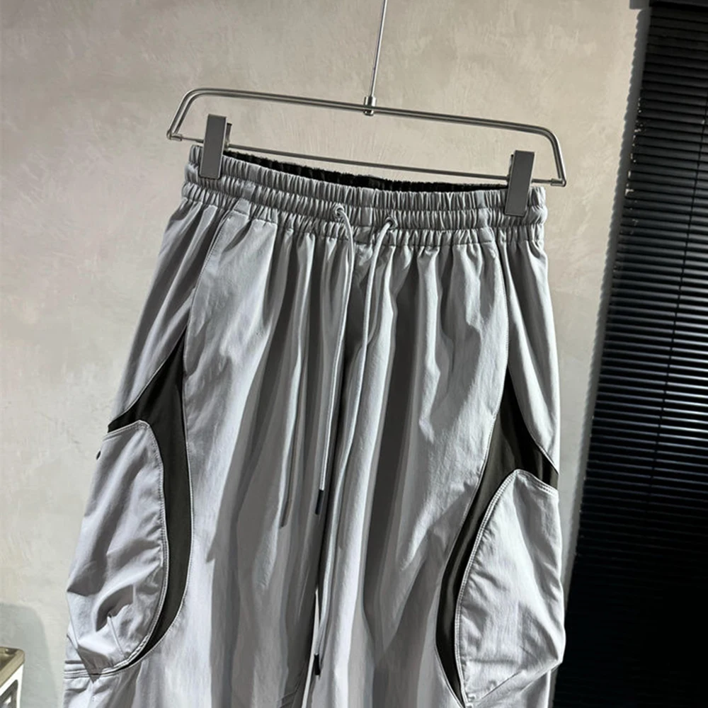 Autumn color matching overalls men's trendy youth stitching cuff casual pants fashionable handsome all-match y2k sports pants