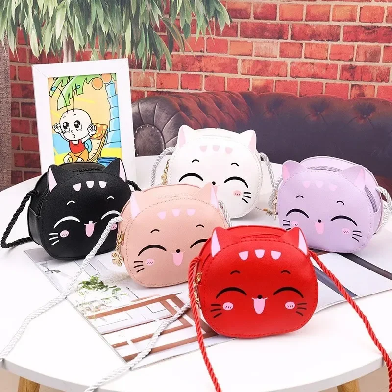 Cute Cartoon Cat Kdis Backpack Messenger Bag Coin Purses Handbags for Boy Girls Mini Shoulder Bag