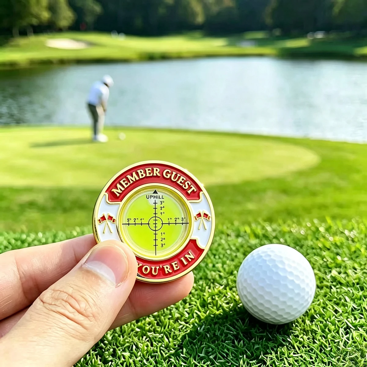 Golf Putting Green Slope Reader Double‑Sided Ball Marker Level Instrument Golf Putting Aid 1PC