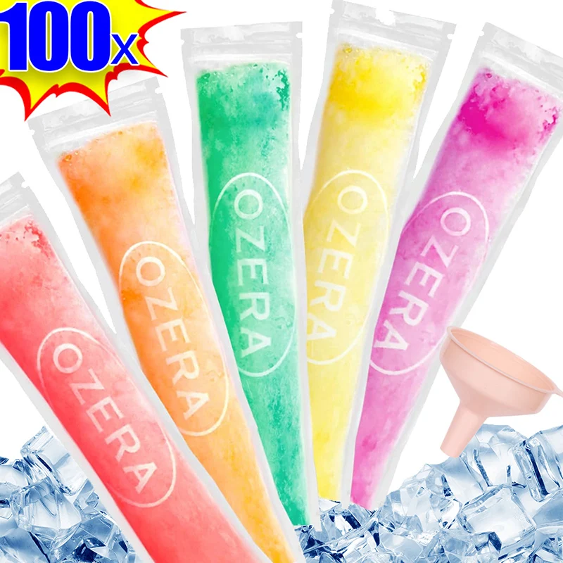 20/100PCS Disposable Ice Popsicle Mold Bags Transparent Plastic Freeze Self-sealing Bags For Diy Yogurt Smoothies Kitchen Tools