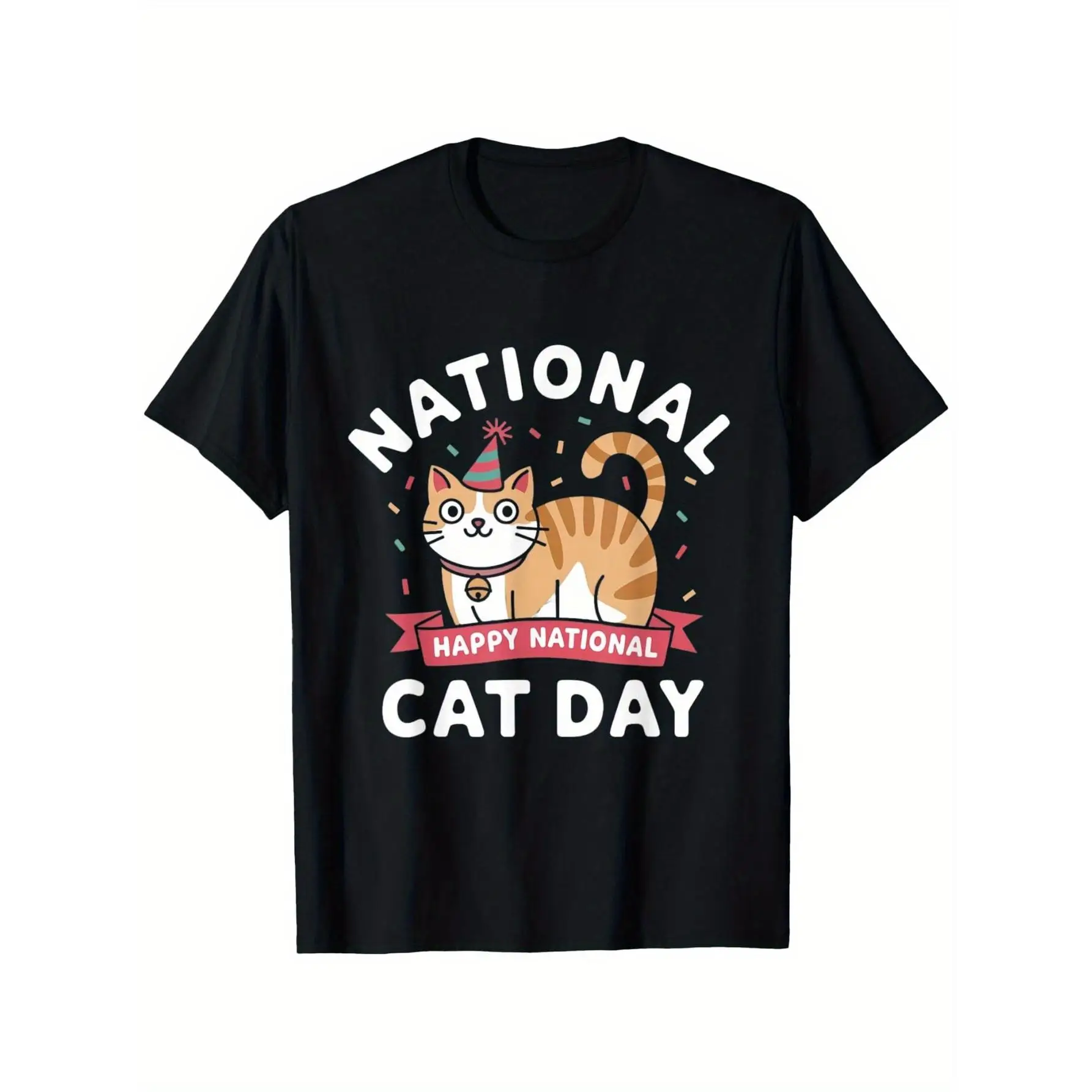 

Happy National Cat Day T-shirt, Cute Cat Cartoon Tee, Men Women Cat Lover Gift, Funny Pet Owner Apparel