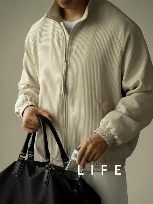 

Повседневное легкое полосатое тюре на молнии, мужское осенне-зимнее тонкое пальто Faion Urban Sle, износостойкая полиэфирная ткань